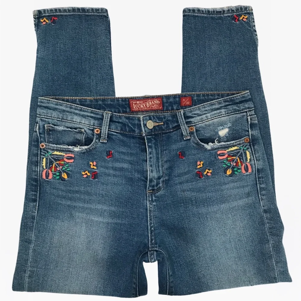 Lucky Brand Vintage Ava Embroidered Distressed Jeans - 4/27 - Picture 6 of 16